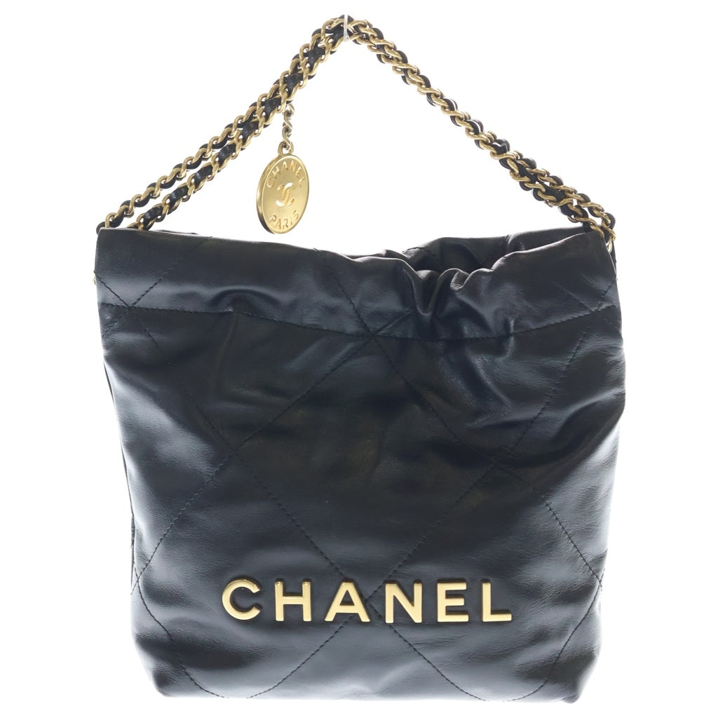 CHANEL(シャネル) シャネル22 ミニ ショルダーバッグ チェーンバッグ ブラック カーフレザー AS3980 ゴールド金具 レディース