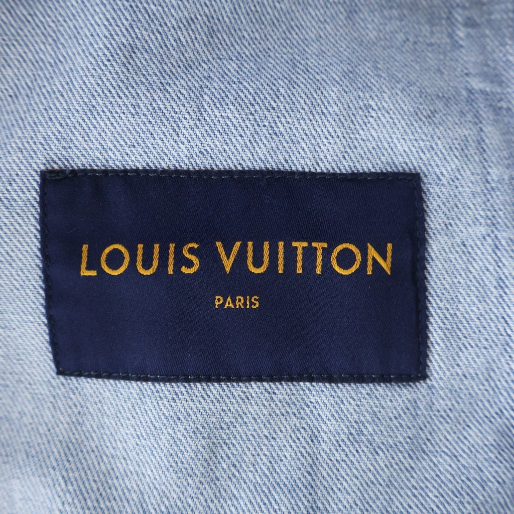 LOUIS VUITTON(ルイヴィトン) ステープルズエディション コットン×レザーデニムジャケット インディゴブルー