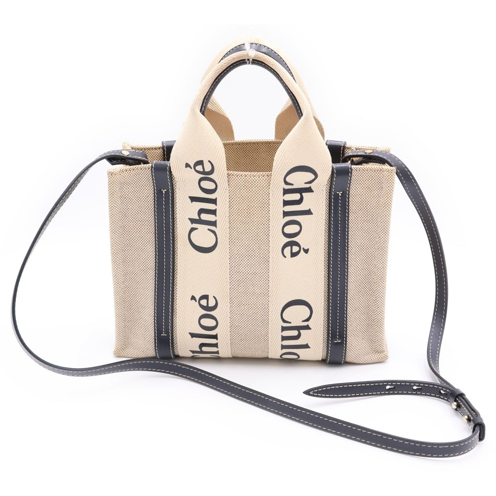 Chloe(クロエ) ウッディ トートバック 2way ショルダーバック キャンバス ベージュ レディース