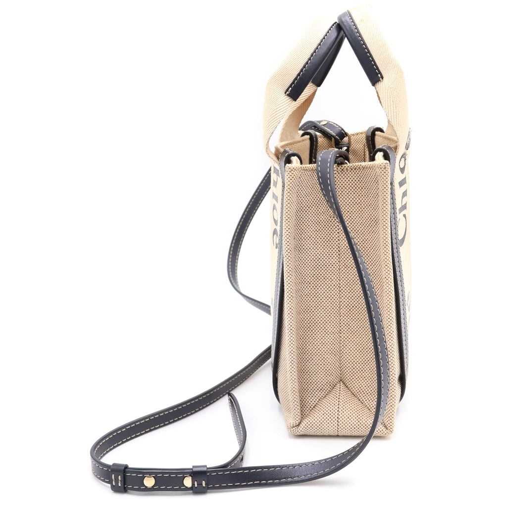 Chloe(クロエ) ウッディ トートバック 2way ショルダーバック キャンバス ベージュ レディース