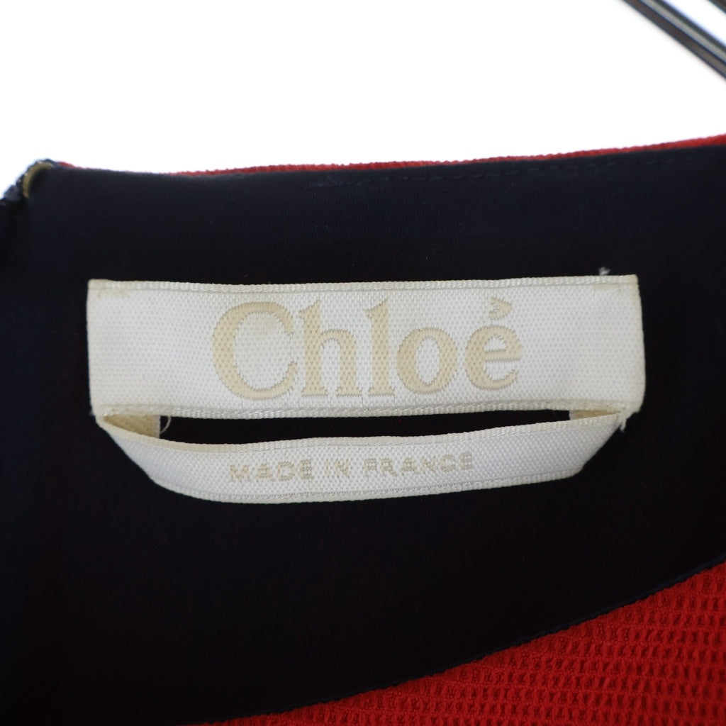 Chloe(クロエ) ペイズリーフラワープリント 半袖ワンピース ブルー×レッド #34 レディース