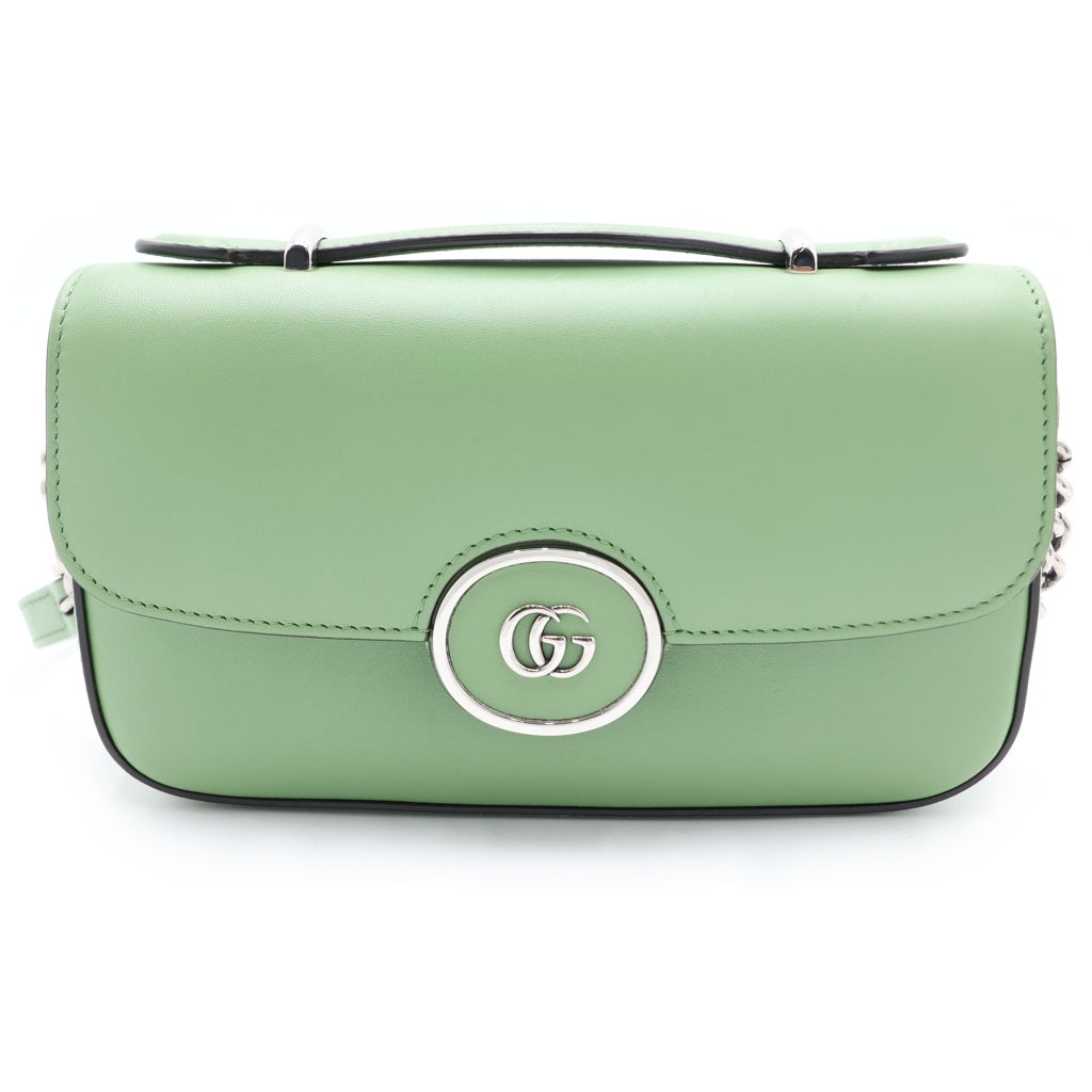 GUCCI(グッチ) プチGG レザー 2WAY ショルダーバッグ ハンドバッグ グリーン 739722 レディース