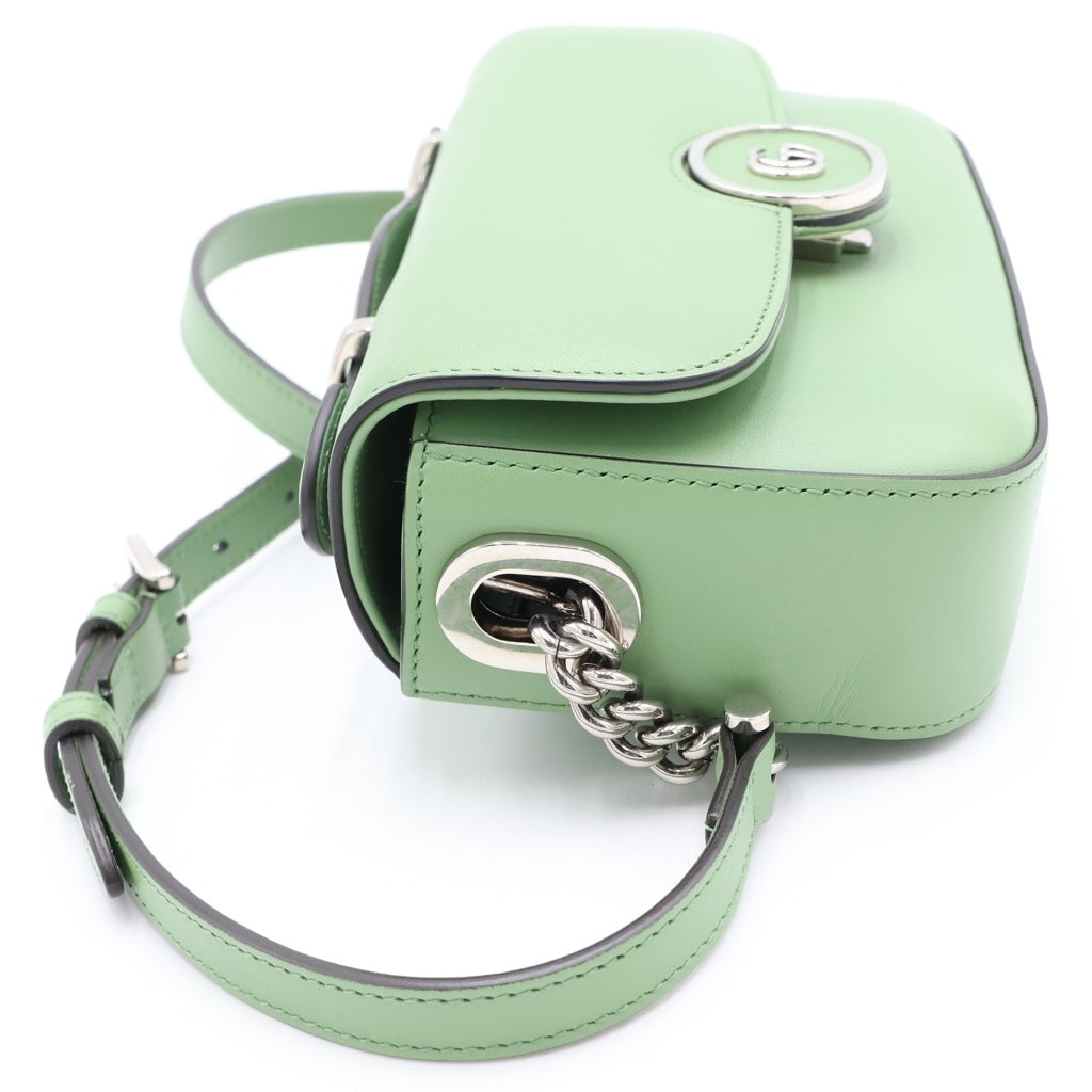 GUCCI(グッチ) プチGG レザー 2WAY ショルダーバッグ ハンドバッグ グリーン 739722 レディース