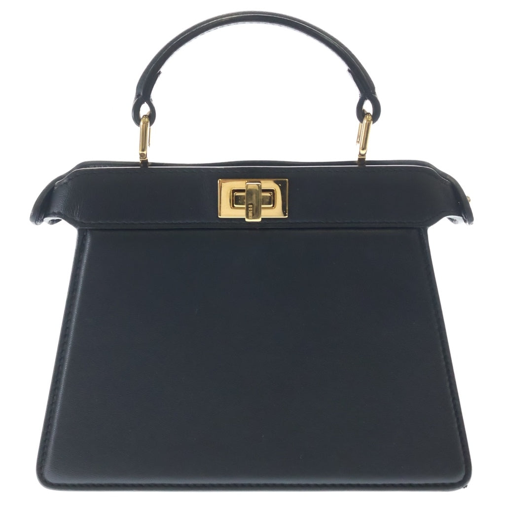 FENDI(フェンディ) ピーカブー アイシーユー プチ カーフレザー ゴールド金具 2WAY ハンドバッグ ショルダーバッグ ブラック 8BN335 レディース