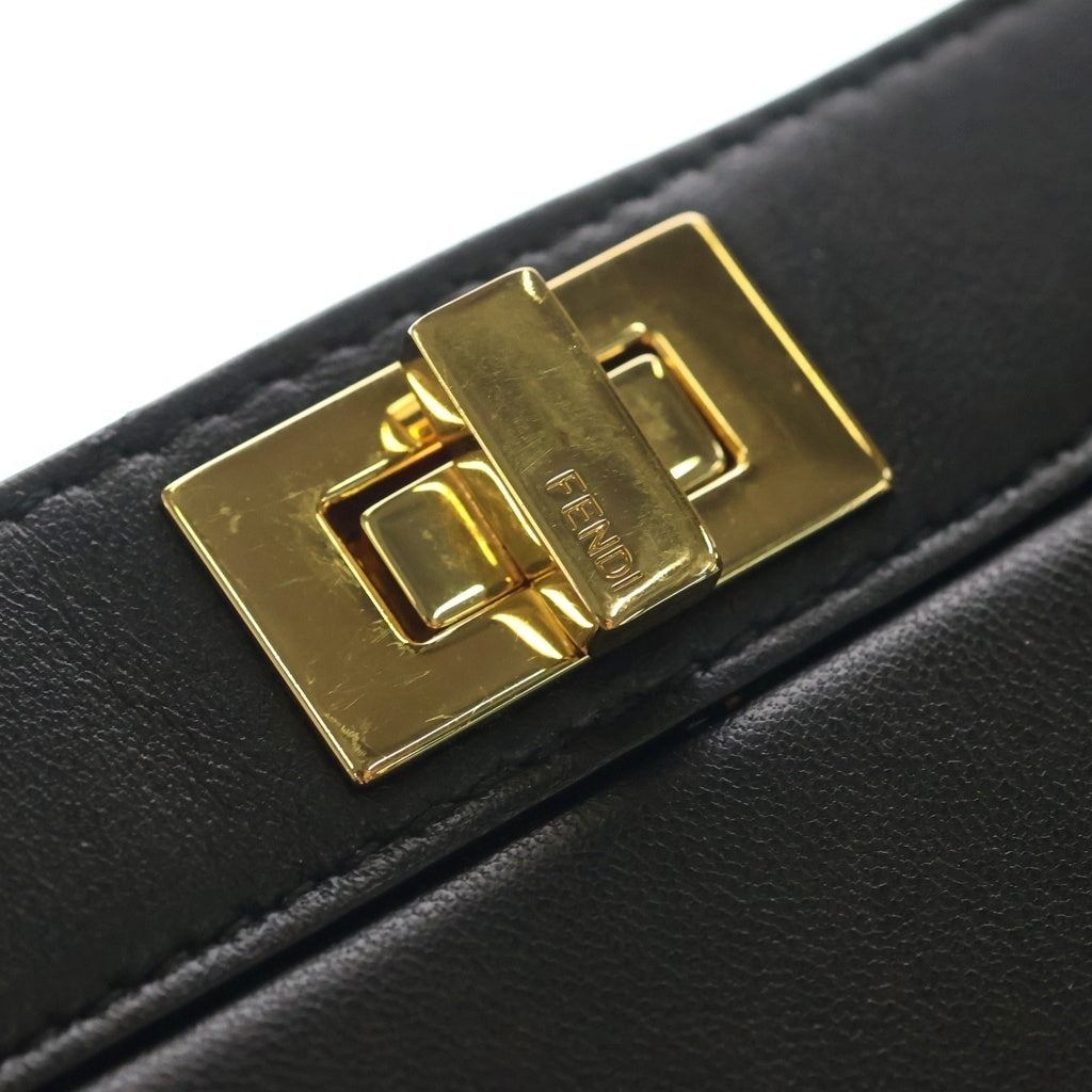 FENDI(フェンディ) ピーカブー アイシーユー プチ カーフレザー ゴールド金具 2WAY ハンドバッグ ショルダーバッグ ブラック 8BN335 レディース