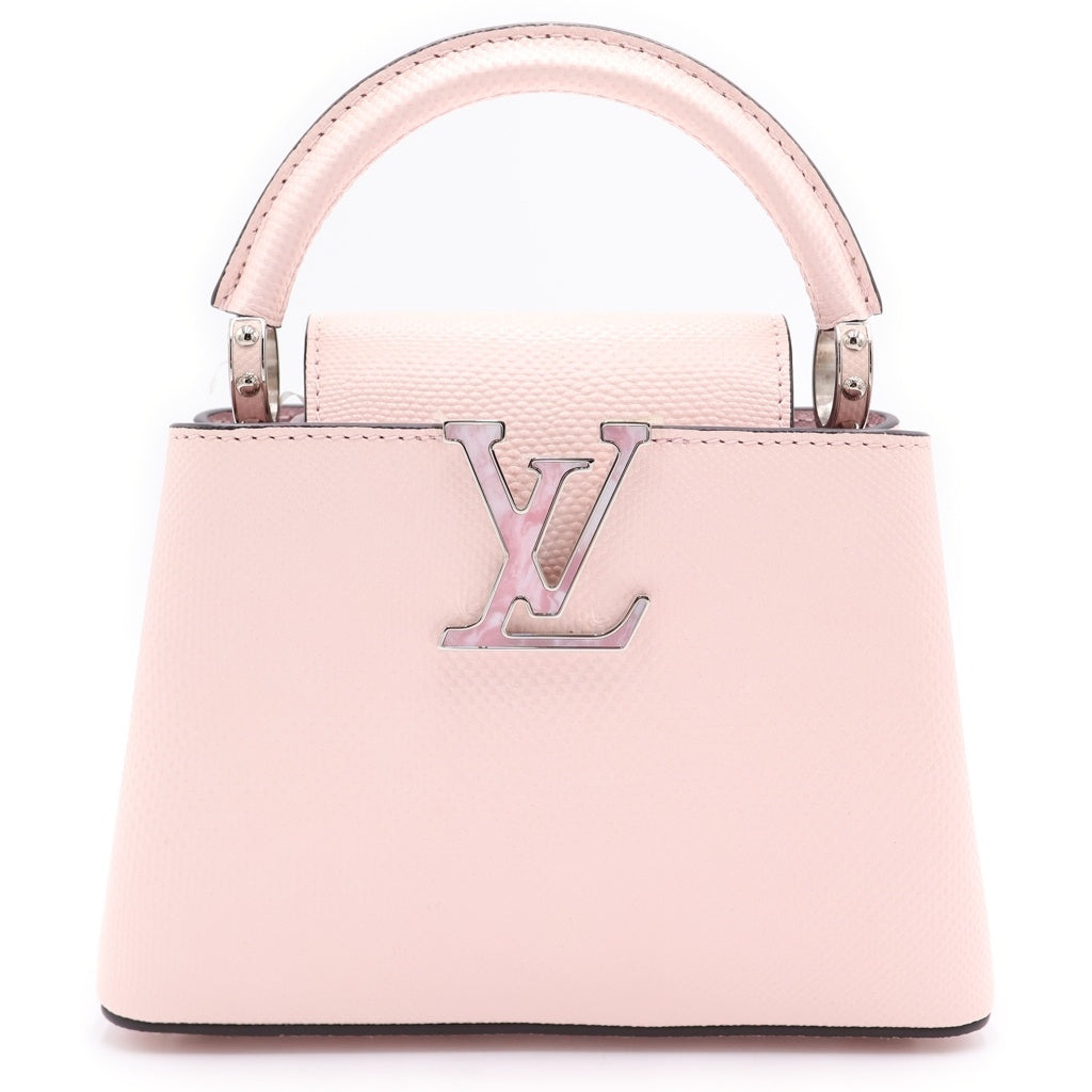 LOUIS VUITTON(ルイヴィトン) カプシーヌミニ マグノリア レザー 2WAY ハンド ショルダーバッグ シルバー金具 ピンク レディース