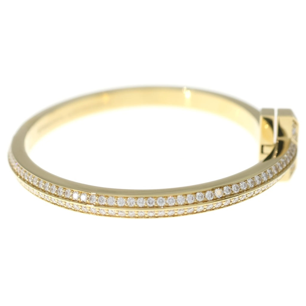 TIFFANY & Co.(ティファニー) Tワン ヒンジ パヴェダイヤ バングル ブレスレット イエローゴールド 750YG レディース
