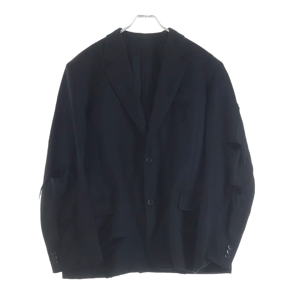 doublet(ダブレット) 23SS DESTROYED TAILORED デストロイドテーラード ダメージ加工 2Bテーラードジャケット ウール ブラック 23SS13JK52