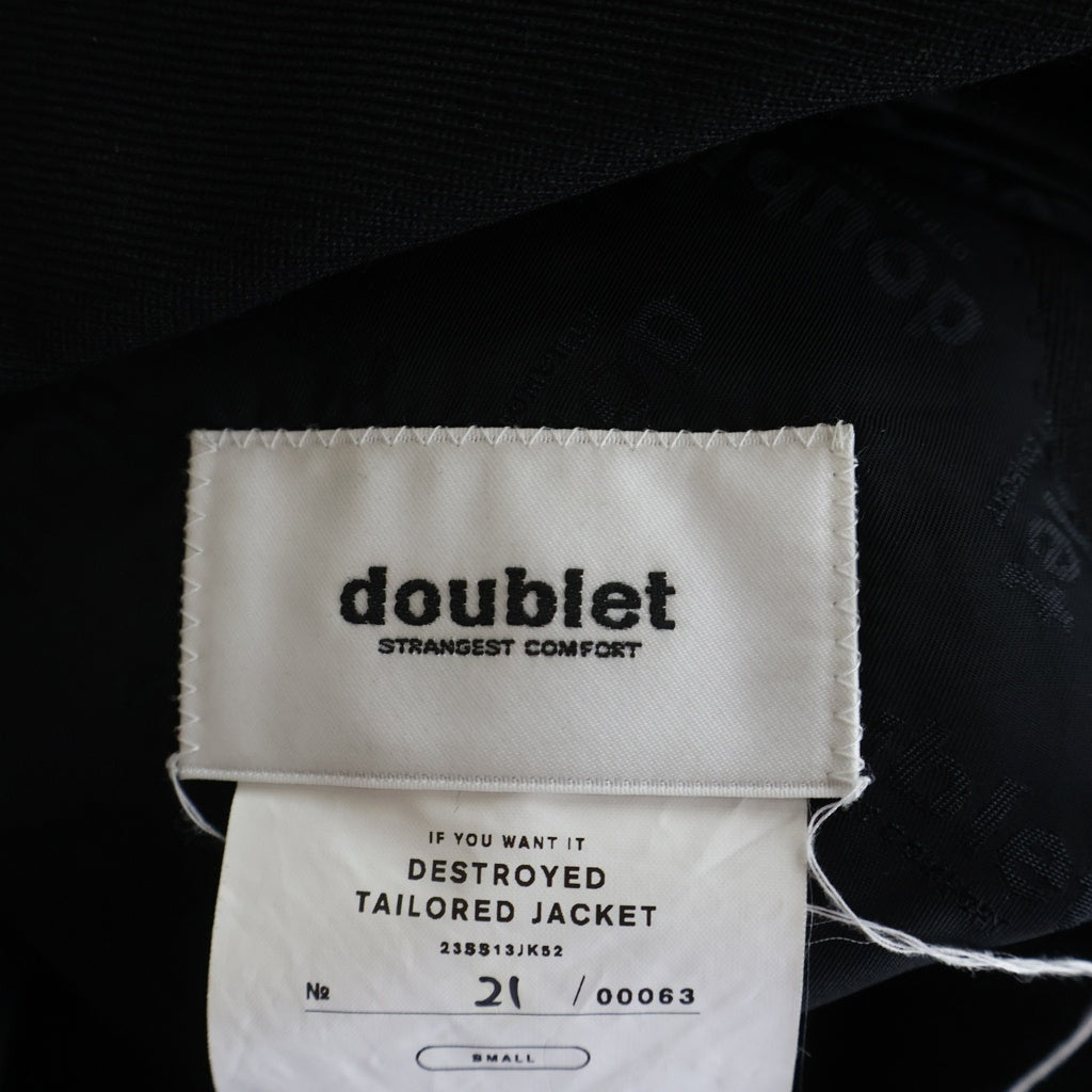 doublet(ダブレット) 23SS DESTROYED TAILORED デストロイドテーラード ダメージ加工 2Bテーラードジャケット ウール ブラック 23SS13JK52