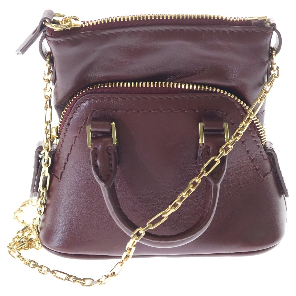 Maison Martin Margiela(メゾンマルタンマルジェラ) 5AC ショルダーバッグ ミニバッグ チェーンバッグ ボルドー レザー SB3WG0025 ゴールド金具 レディース