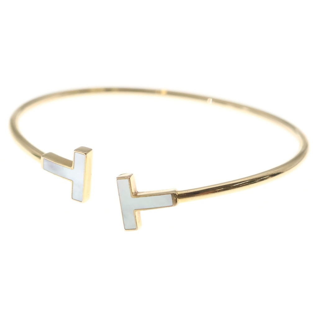 TIFFANY & Co.(ティファニー) Tワイヤー Au750 K18YG ブレスレット バングル ホワイトシェル イエローゴールド レディース