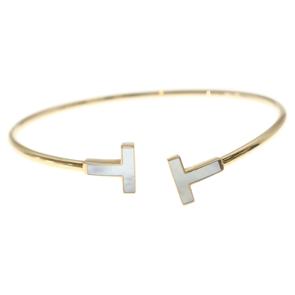 TIFFANY & Co.(ティファニー) Tワイヤー Au750 K18YG ブレスレット バングル ホワイトシェル イエローゴールド レディース