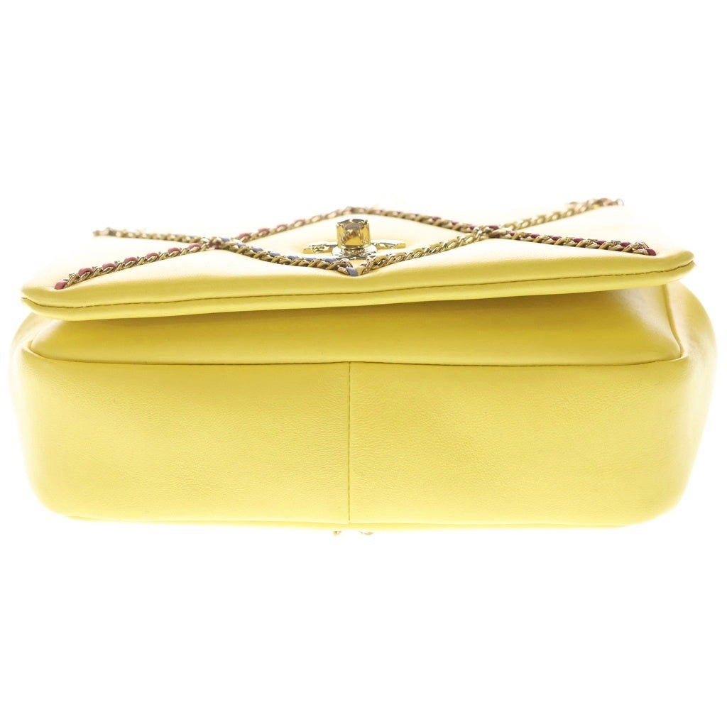 CHANEL(シャネル) ココマーク ラムスキン フラップバッグ チェーンショルダーバッグ イエロー AS2383 レディース