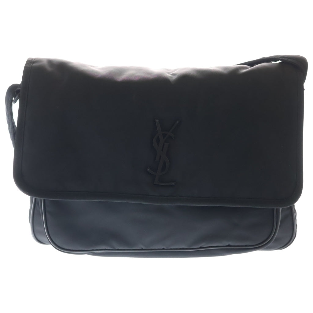 YVES SAINT LAURENT(イヴサンローラン) ニキ カサンドラロゴプレート ナイロン メッセンジャー ショルダーバッグ ブラック 757146 レディース