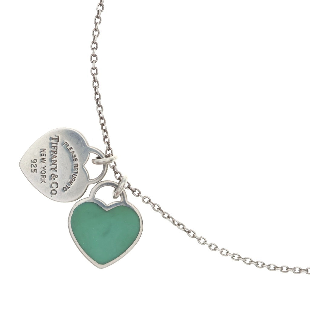TIFFANY & Co.(ティファニー) リターントゥ ダブルハートネックレス ペンダント チェーン シルバー×ティファニーブルー Ag925 レディース