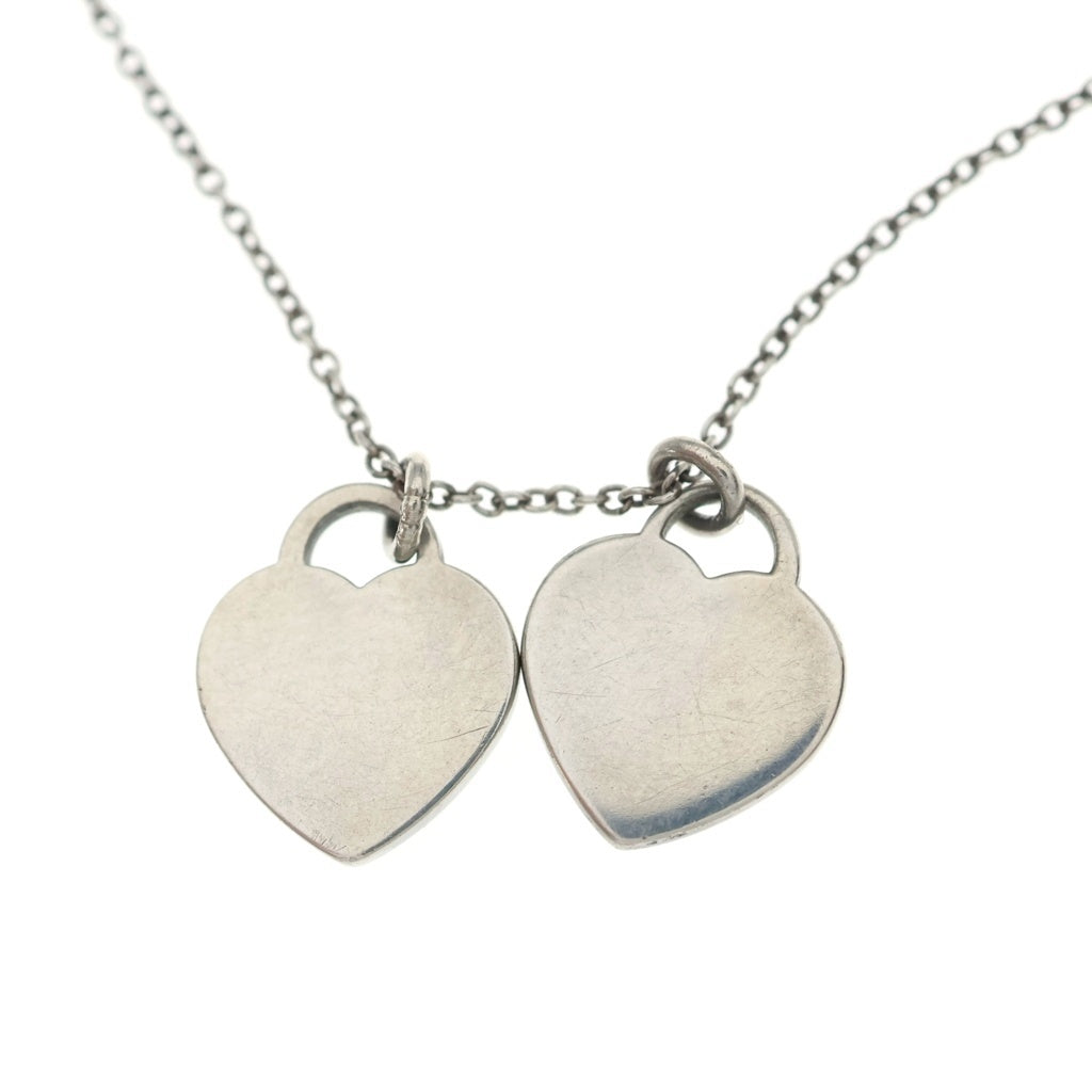 TIFFANY & Co.(ティファニー) リターントゥ ダブルハートネックレス ペンダント チェーン シルバー×ティファニーブルー Ag925 レディース