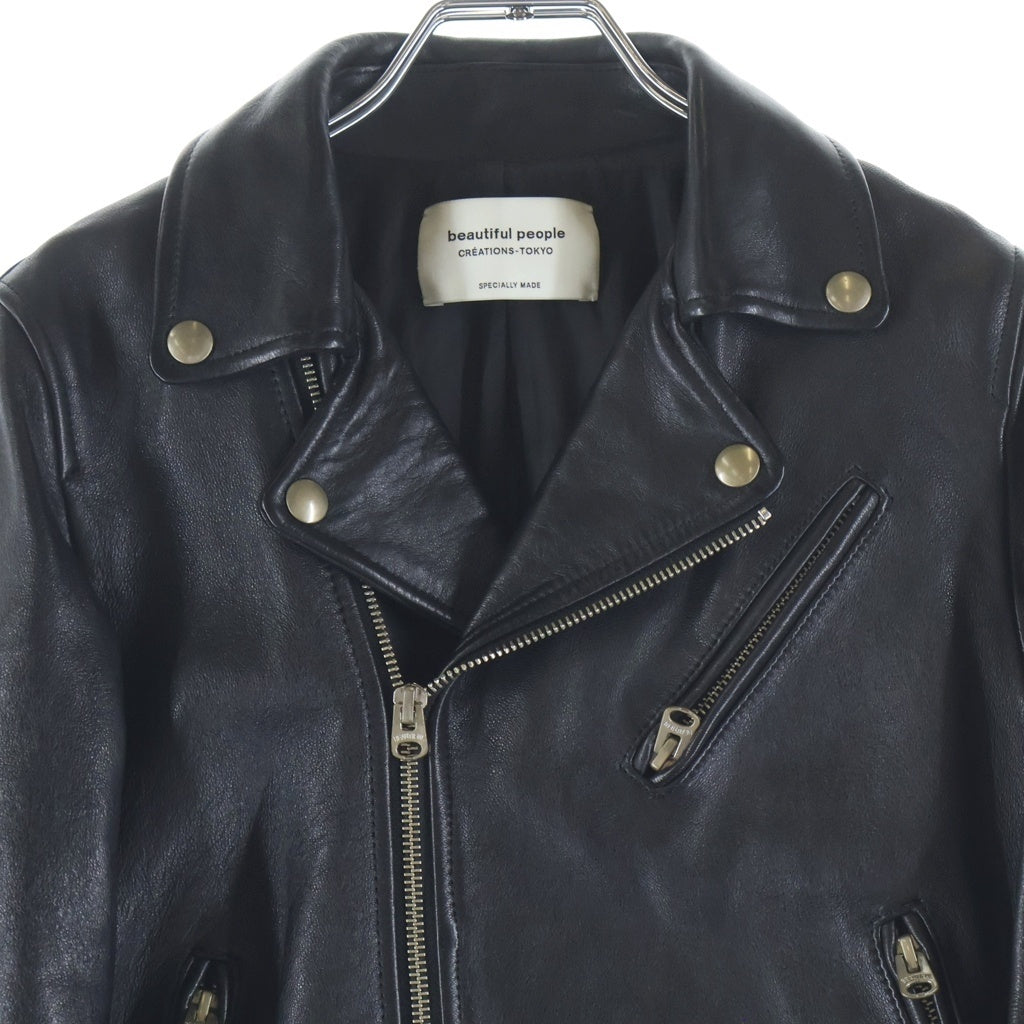 beautiful people(ビューティフルピープル) vintage leather riders jacket ヴィンテージ ラムスキン レザー ライダース ジャケット ブラック 1000402411 レディース