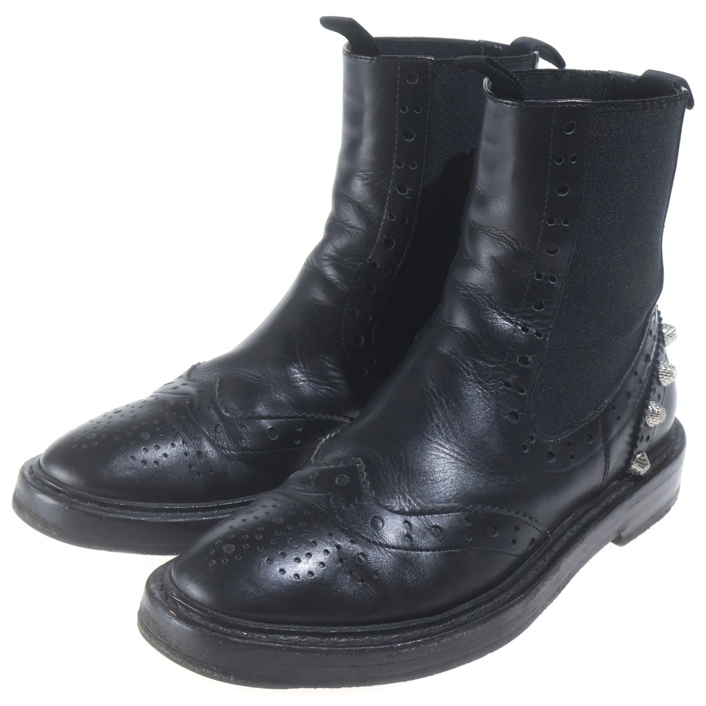 BALENCIAGA(バレンシアガ) ブローグ ジャイアント メダリオン レザー チェルシー サイドゴア ショートブーツ ブラック レディース 477159