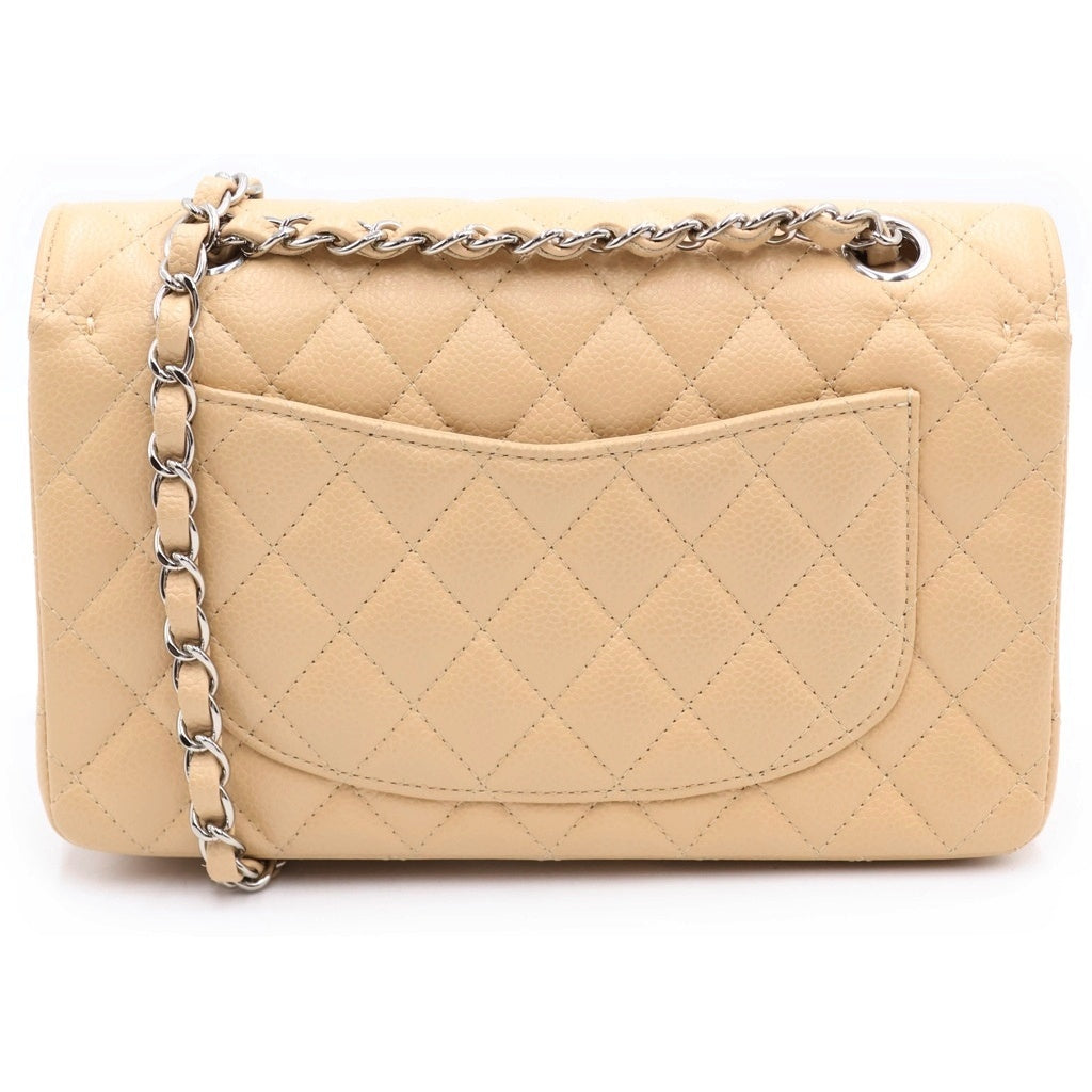 CHANEL(シャネル) マトラッセ23 WフラップWチェーンショルダーバッグ ベージュ キャビアスキン シルバー金具 レディース