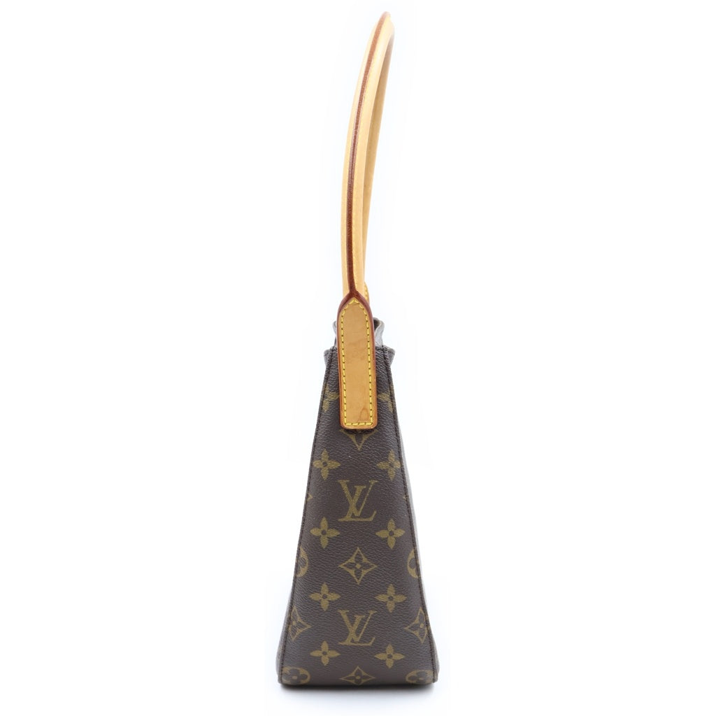 LOUIS VUITTON(ルイヴィトン) ルイヴィトン モノグラム ルーピングMM ハンドバッグ ブラウン レザー×PVC M51146 ゴールド金具 レディース