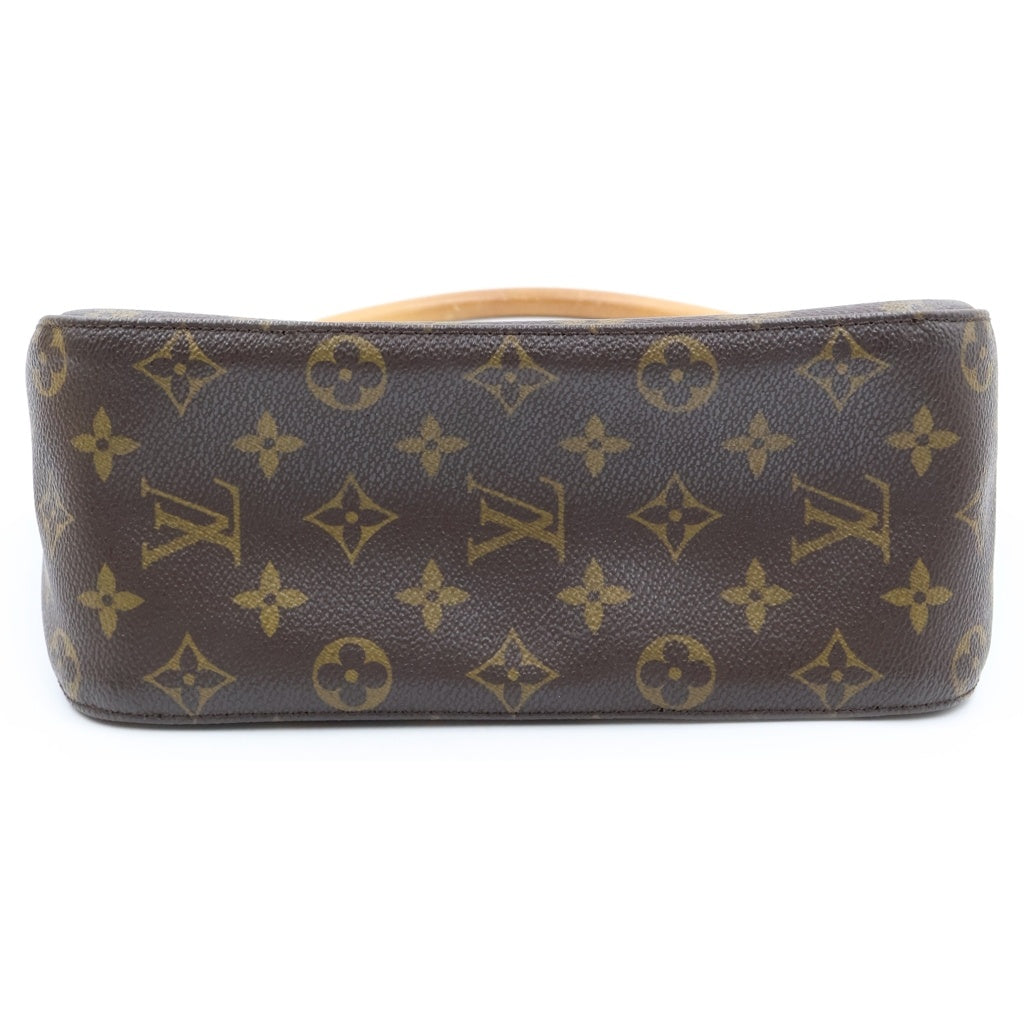 LOUIS VUITTON(ルイヴィトン) ルイヴィトン モノグラム ルーピングMM ハンドバッグ ブラウン レザー×PVC M51146 ゴールド金具 レディース