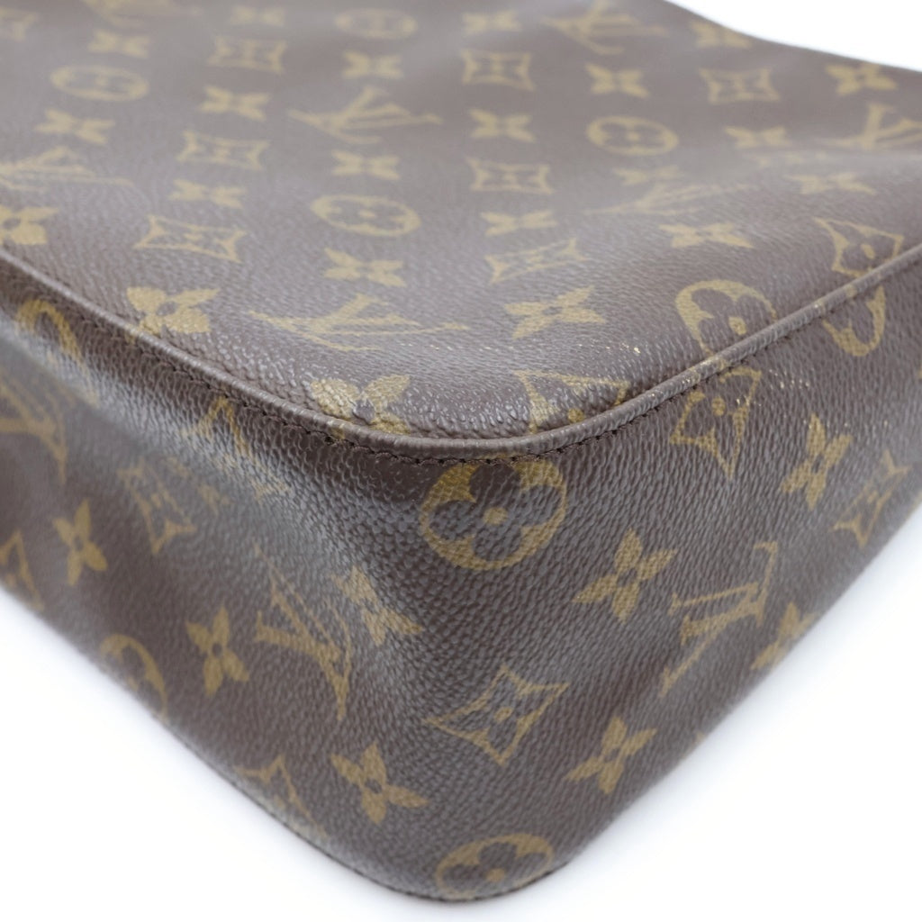 LOUIS VUITTON(ルイヴィトン) ルイヴィトン モノグラム ルーピングMM ハンドバッグ ブラウン レザー×PVC M51146 ゴールド金具 レディース