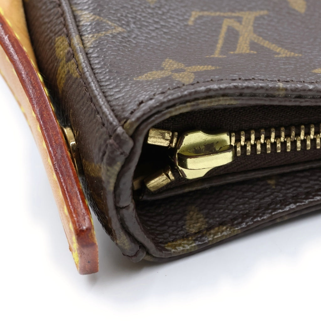 LOUIS VUITTON(ルイヴィトン) ルイヴィトン モノグラム ルーピングMM ハンドバッグ ブラウン レザー×PVC M51146 ゴールド金具 レディース