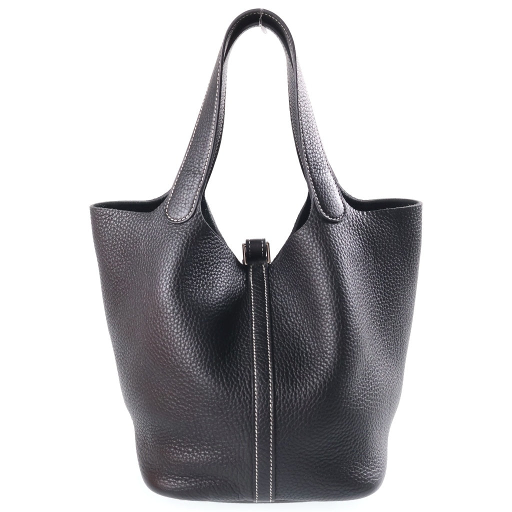 HERMES(エルメス) ピコタンロックMM ノワールトリヨンクレマンス レザー ハンドバッグ シルバー金具 ブラック U刻印 レディース
