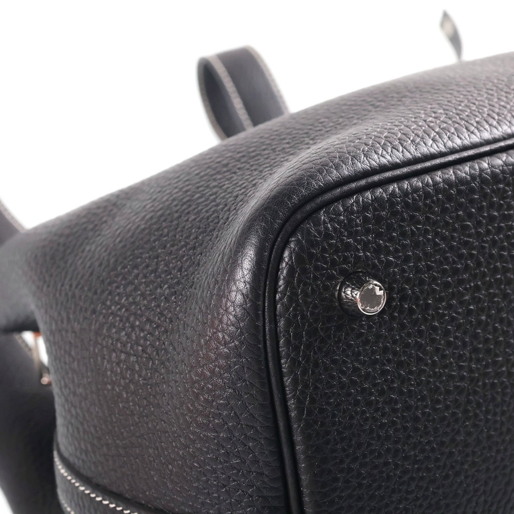 HERMES(エルメス) ピコタンロックMM ノワールトリヨンクレマンス レザー ハンドバッグ シルバー金具 ブラック U刻印 レディース