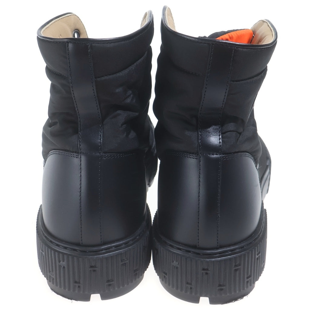 HERMES(エルメス) フレッシュ ショートブーツ ナイロン切り替え レースアップ ラバーソール ブラック H222052Z 04340