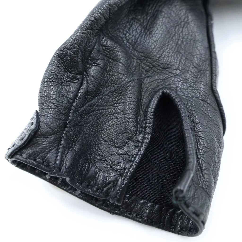 HERMES(エルメス) ソヤ SOYA グローブ 手袋 レザー シルバー金具 ブラック H005062G レディース
