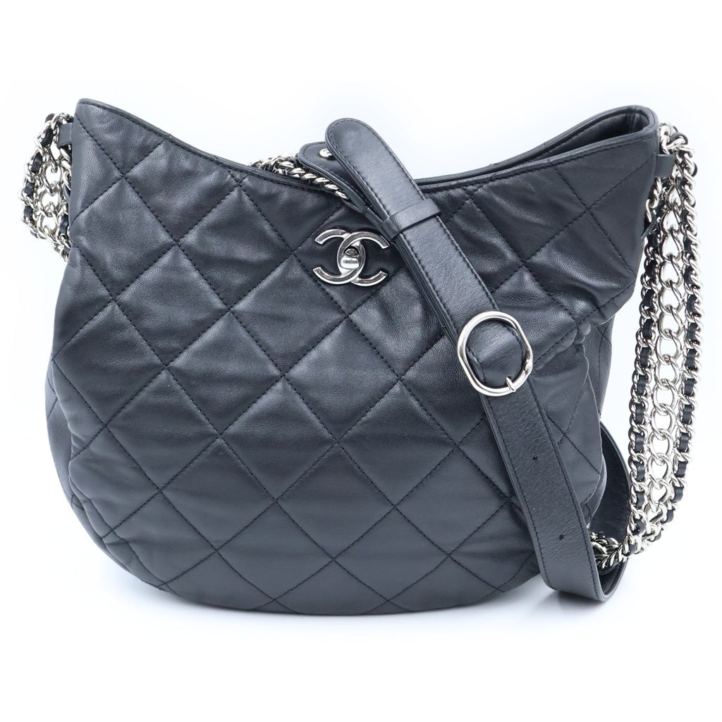 CHANEL(シャネル) マトラッセ ココマーク ホーボー チェーンショルダーバッグ ブラック ラムスキン AS3101 シルバー金具 レディース