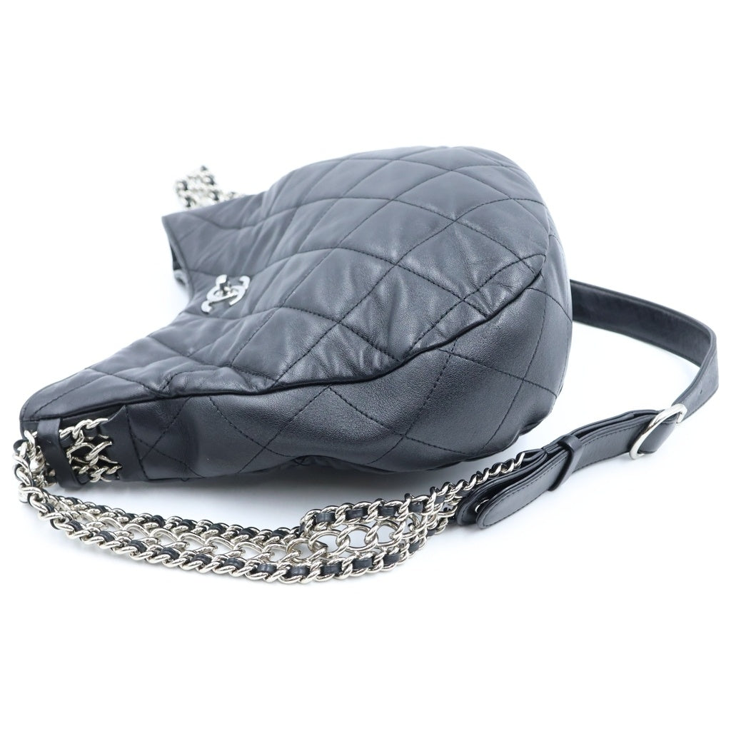 CHANEL(シャネル) マトラッセ ココマーク ホーボー チェーンショルダーバッグ ブラック ラムスキン AS3101 シルバー金具 レディース
