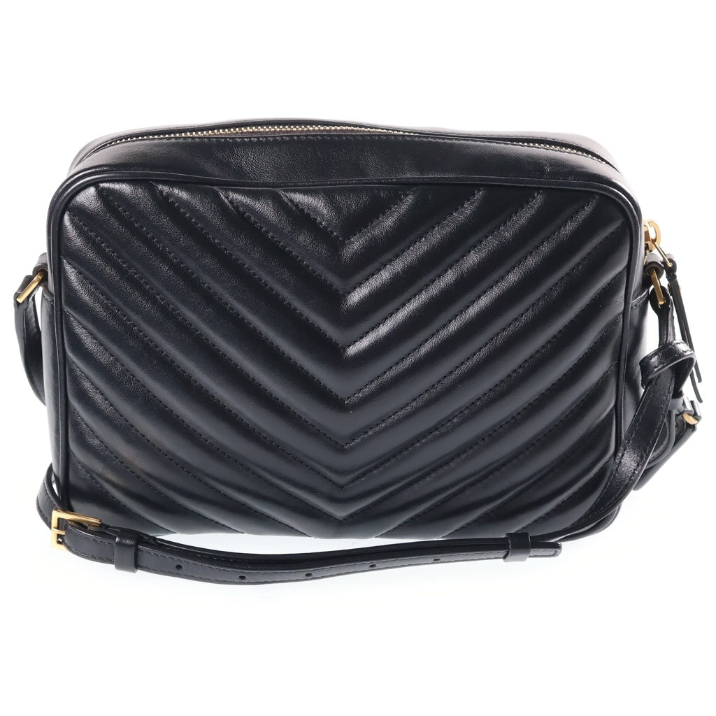 YVES SAINT LAURENT(イヴサンローラン) ルー フリンジ カメラバッグ ショルダーバッグ ブラック レザー 574494 ゴールド金具 レディース