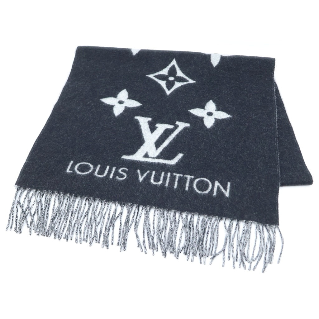 LOUIS VUITTON(ルイヴィトン) モノグラム エシャルプ レイキャビック マフラー ストール ブラック×グレー カシミヤ M76336 レディース