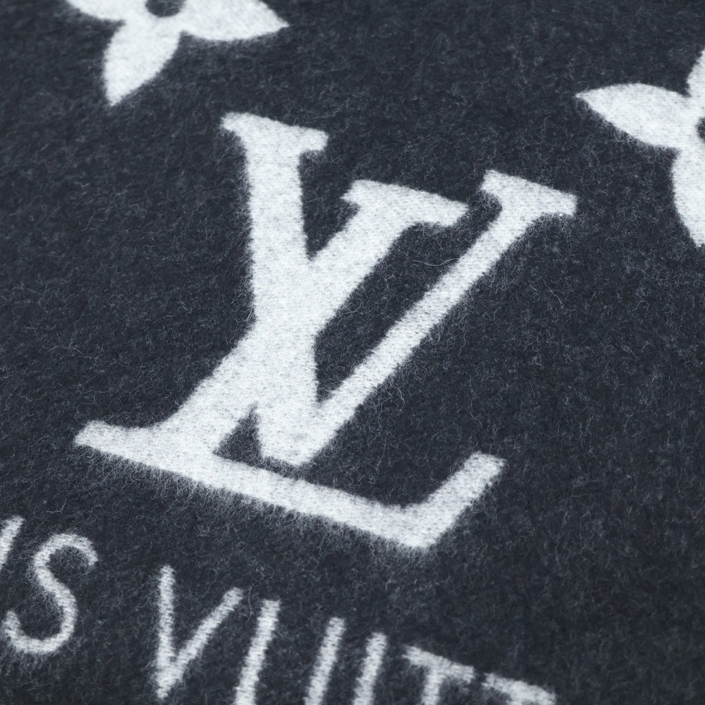 LOUIS VUITTON(ルイヴィトン) モノグラム エシャルプ レイキャビック マフラー ストール ブラック×グレー カシミヤ M76336 レディース