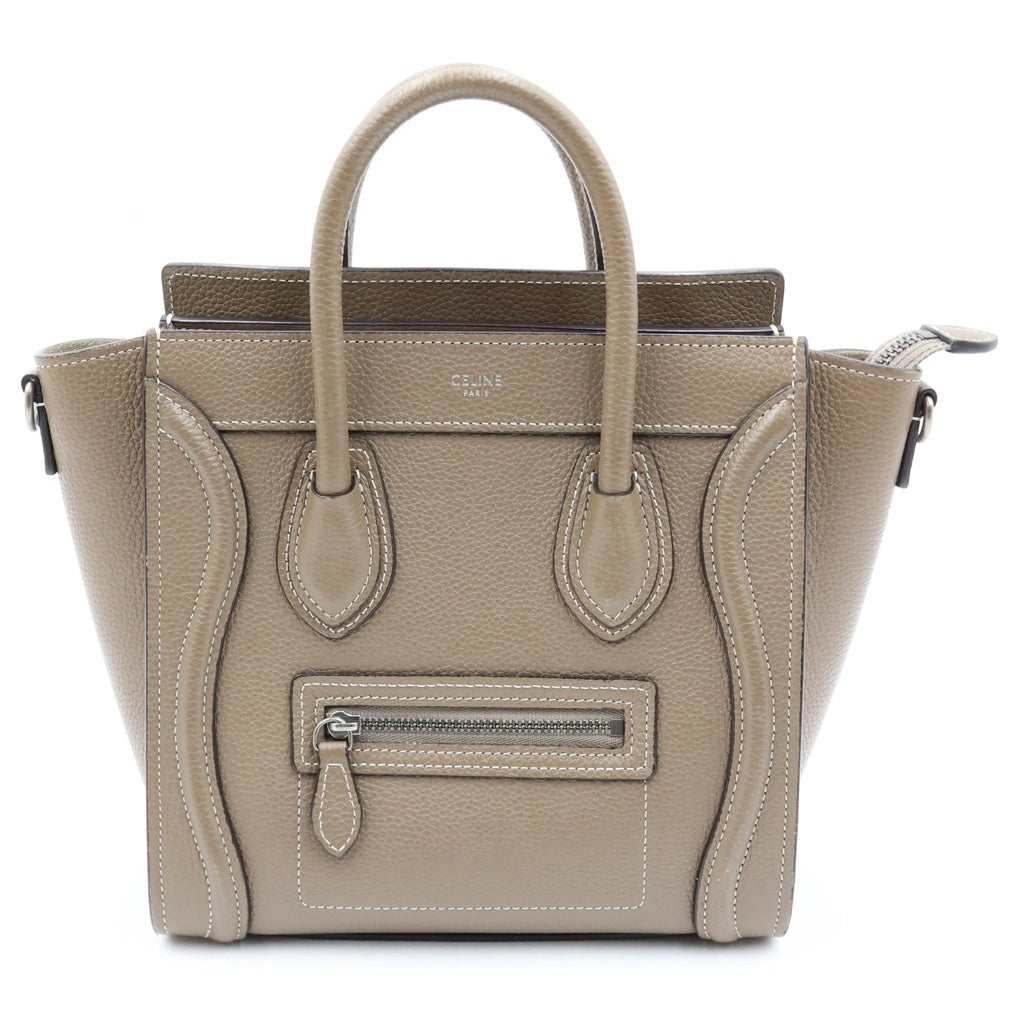 CELINE(セリーヌ) ラゲージ ナノ スリ ハンド ショルダーバッグ 2WAY カーフスキン レザー グレージュ 189243DRU.09SO レディース