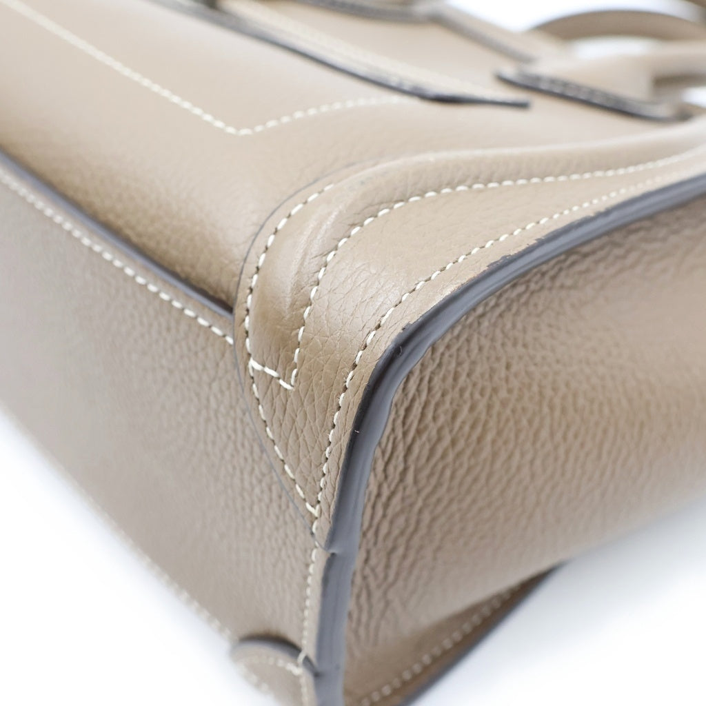 CELINE(セリーヌ) ラゲージ ナノ スリ ハンド ショルダーバッグ 2WAY カーフスキン レザー グレージュ 189243DRU.09SO レディース