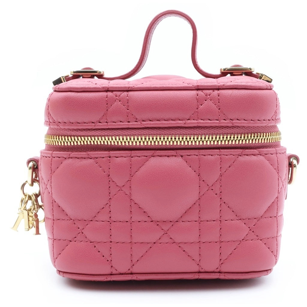 Christian Dior(クリスチャンディオール) レディディオール マイクロ バニティ 2WAYハンドバッグ ミニバッグ ショルダーバッグ ピンク レザー ゴールド金具 レディース