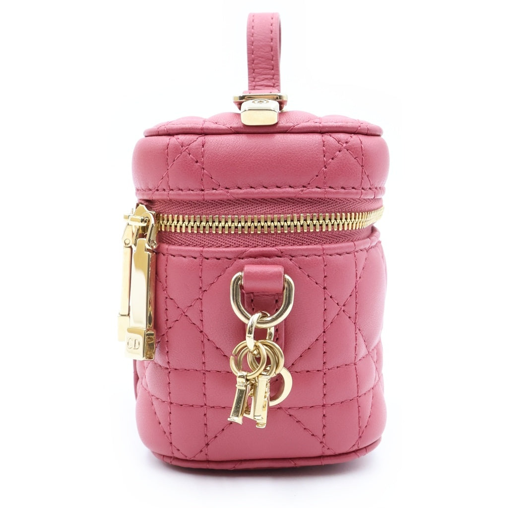 Christian Dior(クリスチャンディオール) レディディオール マイクロ バニティ 2WAYハンドバッグ ミニバッグ ショルダーバッグ ピンク レザー ゴールド金具 レディース