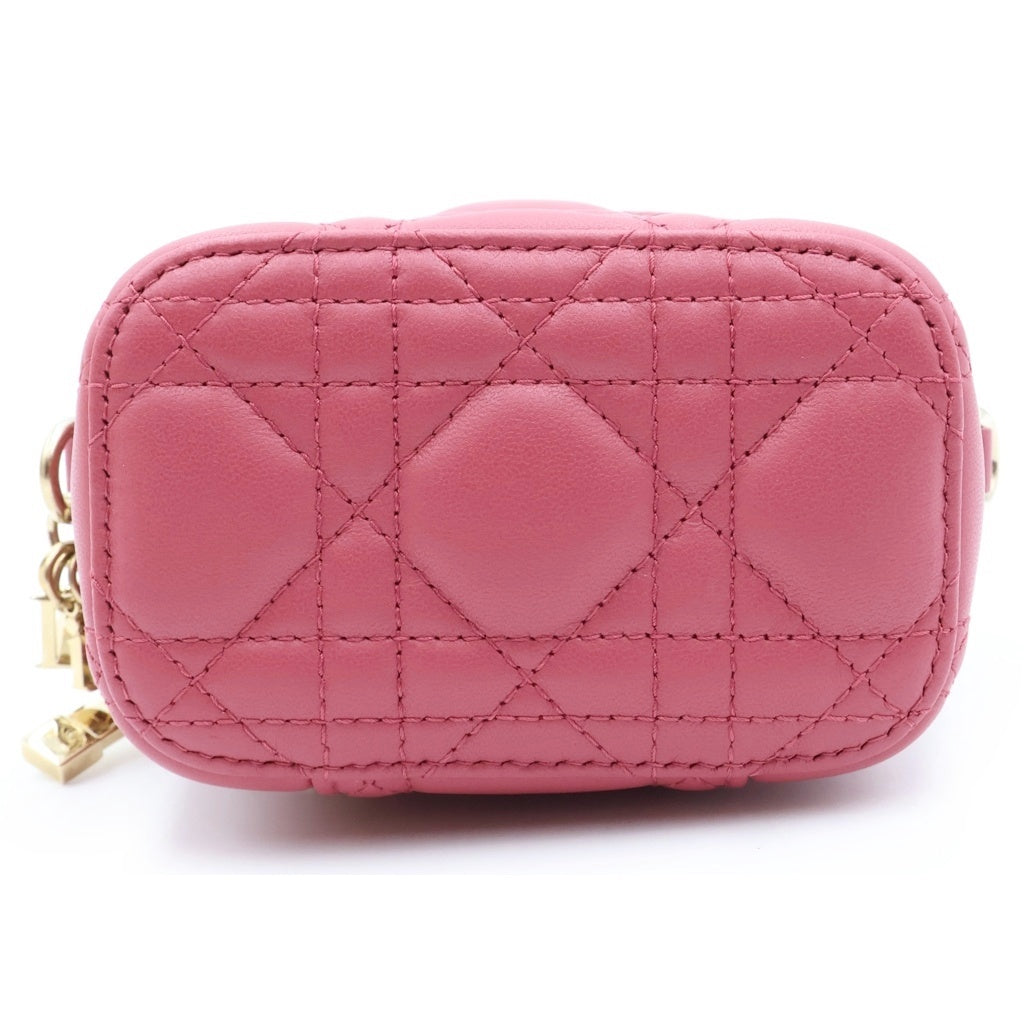 Christian Dior(クリスチャンディオール) レディディオール マイクロ バニティ 2WAYハンドバッグ ミニバッグ ショルダーバッグ ピンク レザー ゴールド金具 レディース