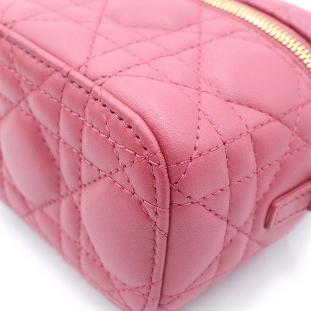 Christian Dior(クリスチャンディオール) レディディオール マイクロ バニティ 2WAYハンドバッグ ミニバッグ ショルダーバッグ ピンク レザー ゴールド金具 レディース