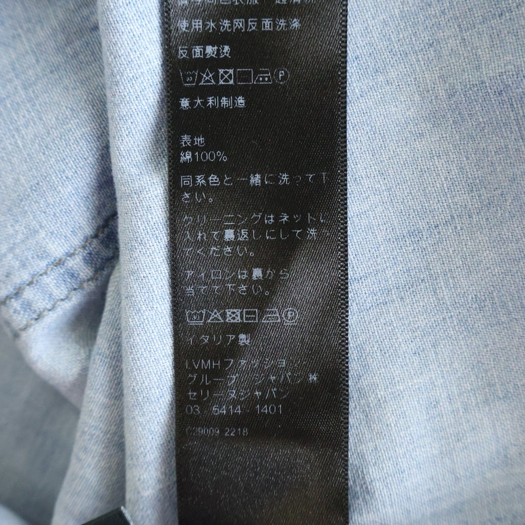 CELINE(セリーヌ) トリオンフ 半袖クロップドデニムシャツ ロゴ刺繍 インディゴ 2T2469440 レディース