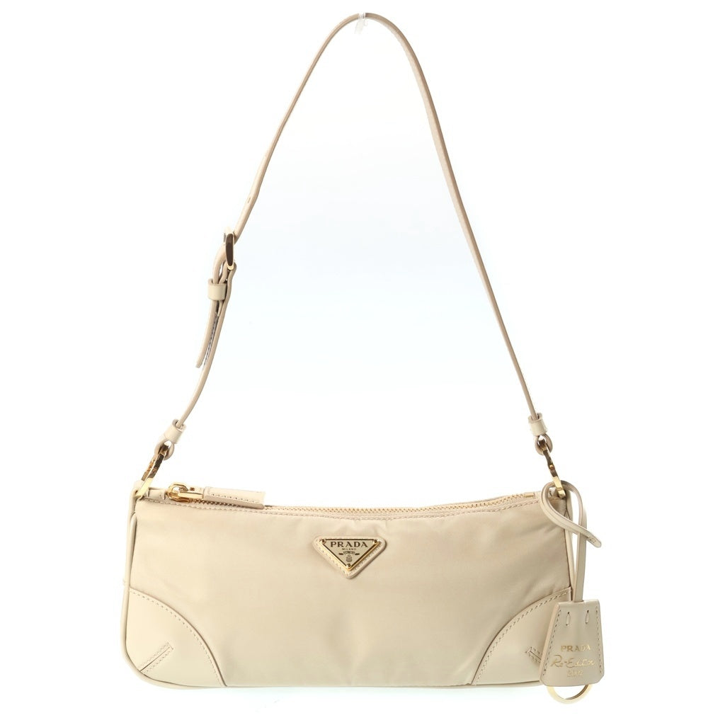 PRADA(プラダ) Re-Edition 2002 テスート ショルダーバック トライアングルロゴ ナイロン レザー ベージュ 1BC201 レディース