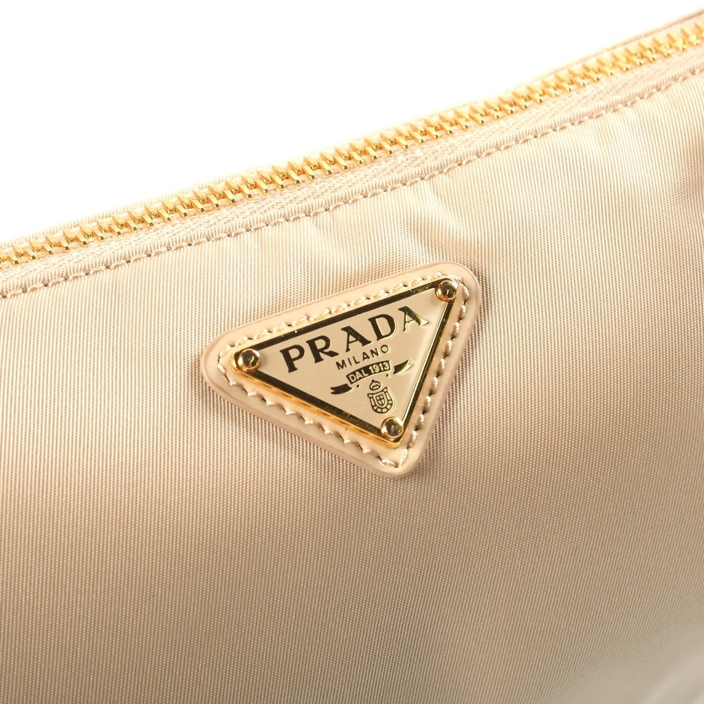 PRADA(プラダ) Re-Edition 2002 テスート ショルダーバック トライアングルロゴ ナイロン レザー ベージュ 1BC201 レディース