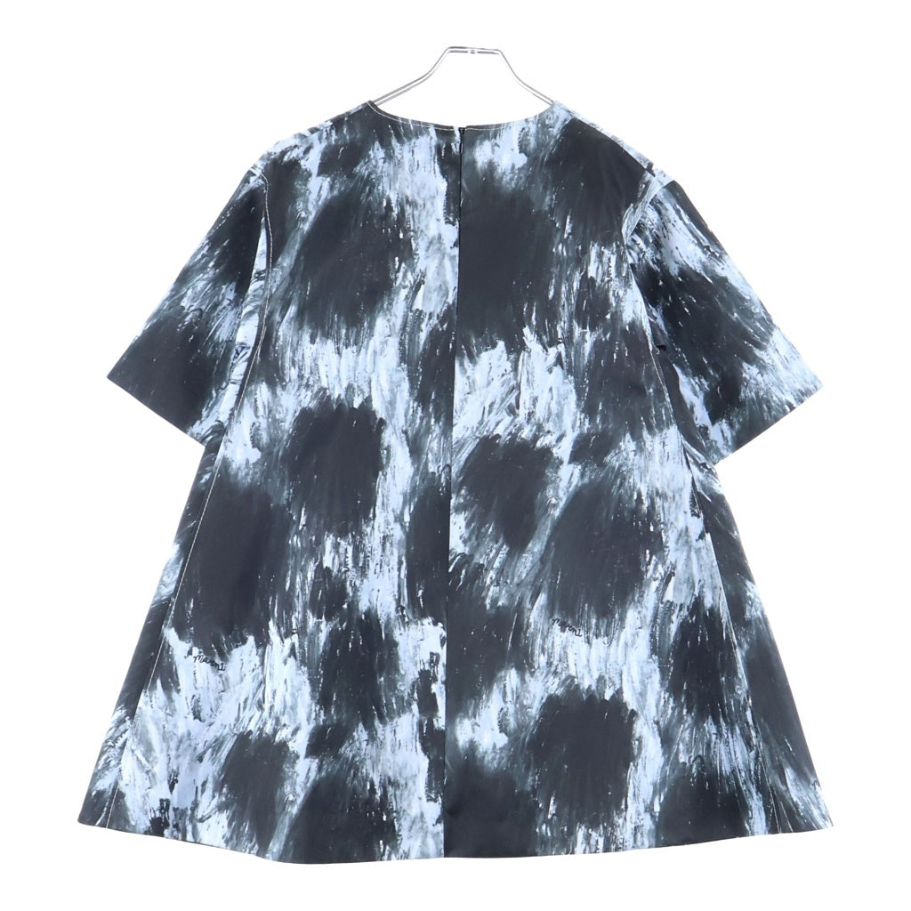 MARNI(マルニ) 24AW Duchess Satin Dress ダッチェスサテン ミニドレス 半袖ワンピース ブラック/ブルー ABMA1342SU レディース