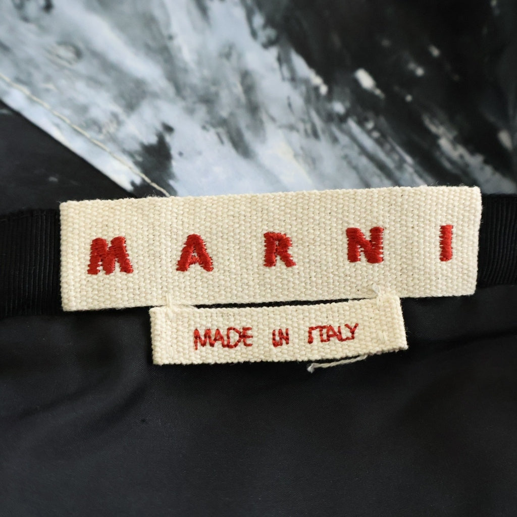 MARNI(マルニ) 24AW Duchess Satin Dress ダッチェスサテン ミニドレス 半袖ワンピース ブラック/ブルー ABMA1342SU レディース
