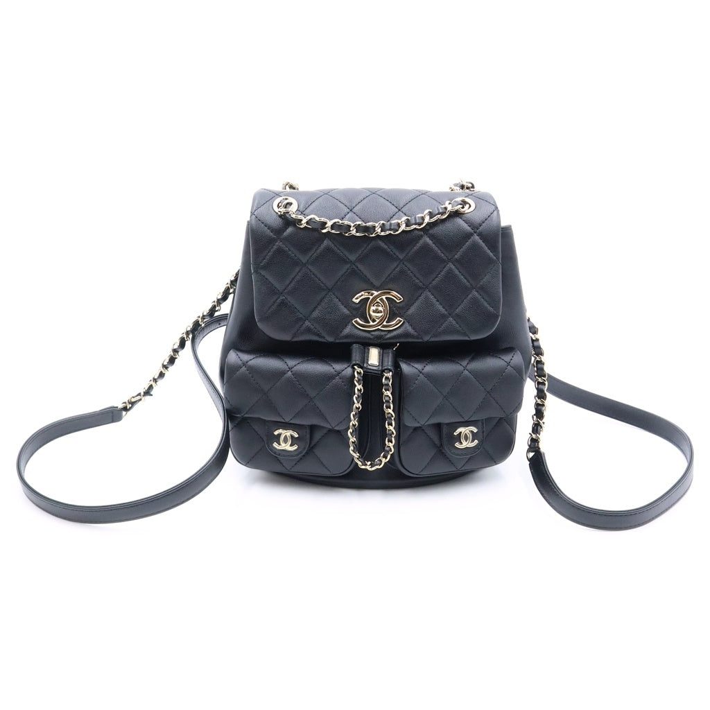 CHANEL(シャネル) マトラッセ バックパック リュックサック ブラック ラムスキン AS3860 ゴールド金具 レディース