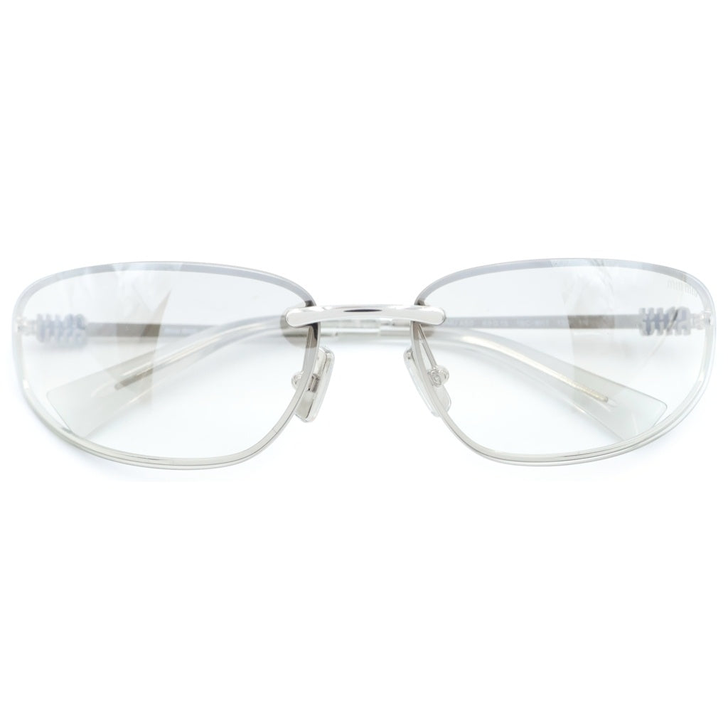 miumiu(ミュウミュウ) ロゴ スクエア型メガネ クリア シルバー メタル 60□19-122 S MUA50S