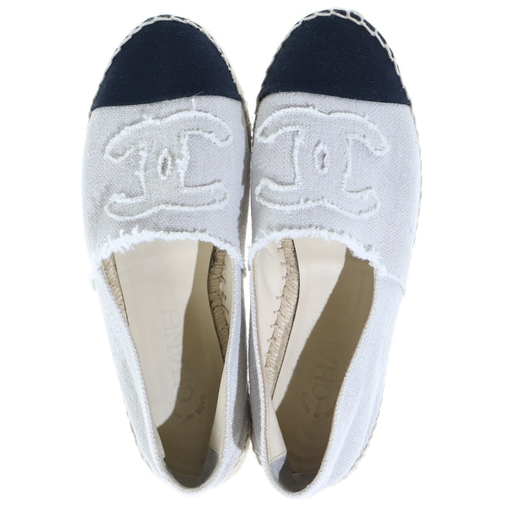 CHANEL(シャネル) ココマーク エスパドリーユ フラットシューズ スリッポン アイボリー×ブラック G29762 レディース